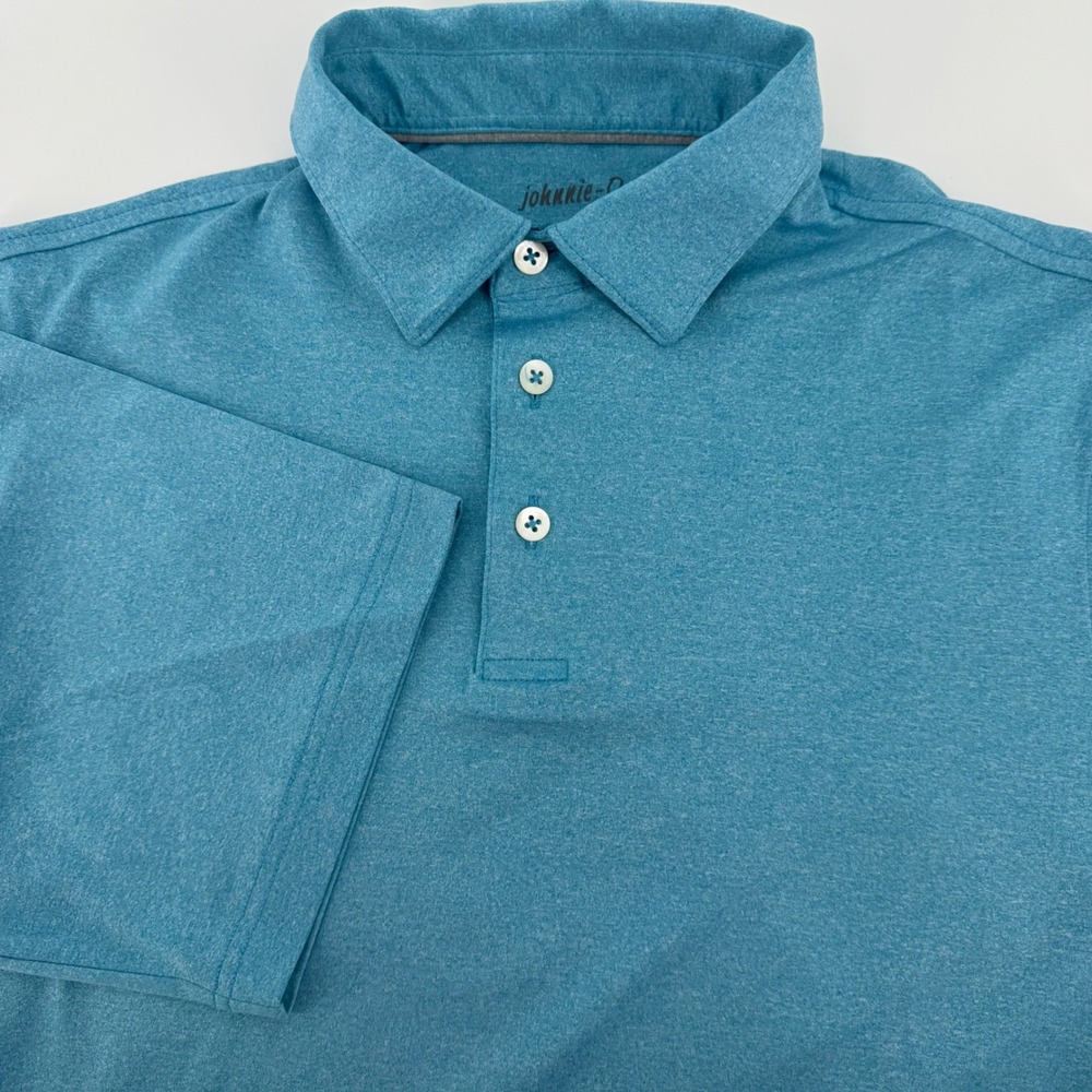 Johnnie-O Mens Blue Heathered Performance Polo Shirt Small Short Sleeve Stretch